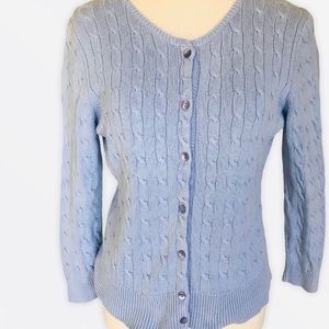 Ann Taylor LOFT Blue Cable Knit Cardigan Sweater S